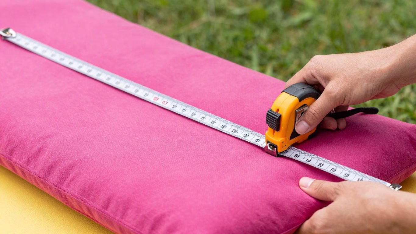 Measuring patio cushions for a perfect fit.
