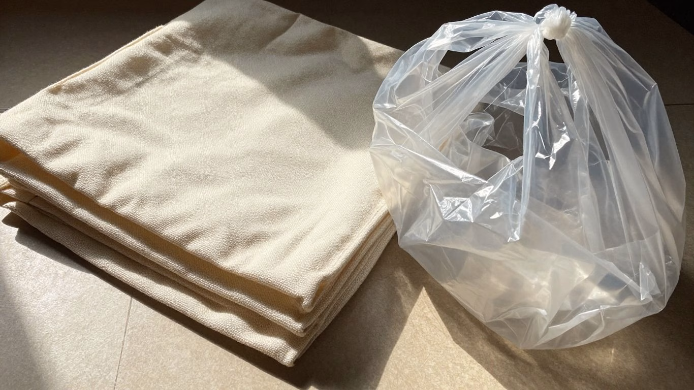 Canvas bag versus plastic bag comparison