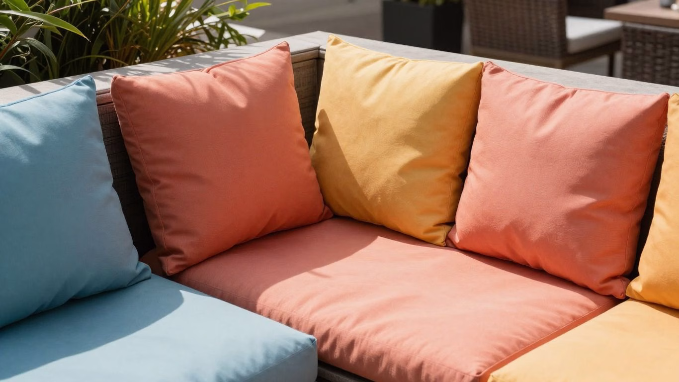 Clean patio cushions on outdoor furniture.